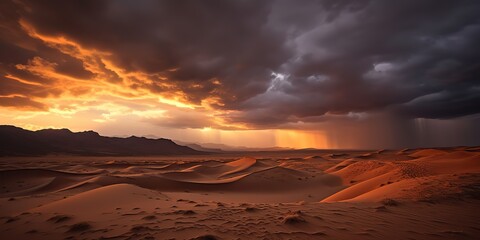 Naklejka premium AI Generated. AI Generative. Sand dune desert landscape outdoor wild sand scene. Explore adventure travel vibe. Graphic Art