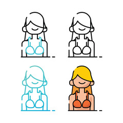 Woman beach icon design in four variation color