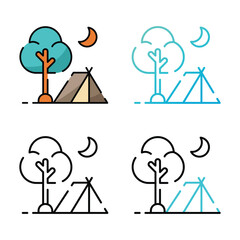 Camping icon design in four variation color