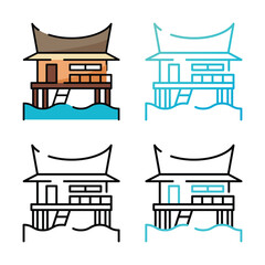 House beach icon design in four variation color