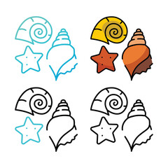 Shells icon design in four variation color