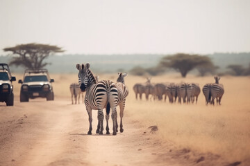 Fototapeta na wymiar zebras in the serengeti country