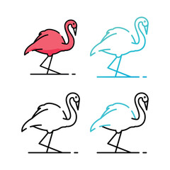 Flamingo icon design in four variation color