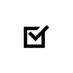 Black line check mark icon isolated white background