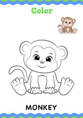 Monkey line art Children coloring Book Designs