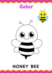 Bee line art Children coloring Book Designs