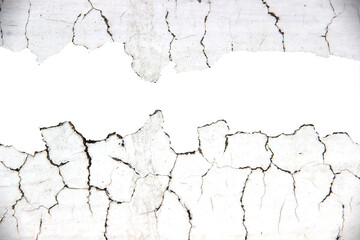 White cement walls, old, dirty and cracked surfaces with white background.