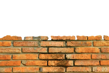 Small orange brick texture, old, dirty with white background.