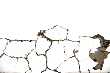 White cement walls, old, dirty and cracked surfaces with white background.