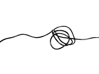 black wire cable of usb and adapter isolated on white background.Electronic Connector.Selection focus.