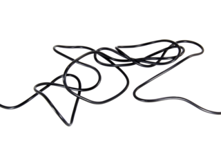 black wire cable of usb and adapter isolated on white background.Electronic Connector.Selection focus.