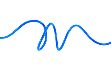 Blue wire cable of usb and adapter isolated on white background.Electronic Connector.Selection focus.