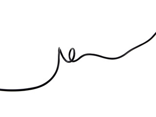 black wire cable of usb and adapter isolated on white background.Electronic Connector.Selection focus.