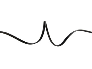 Black wire cable of usb and adapter isolated on white background.Electronic Connector.Selection focus.