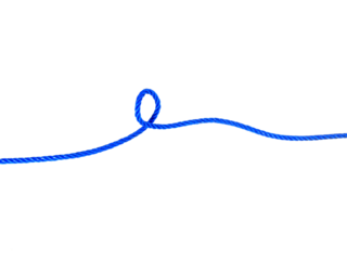 blue rope with knot isolated on white background.Useful to hold objects firmly, safely and strong..