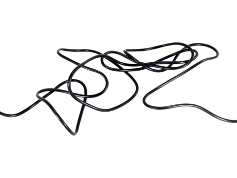 black wire cable of usb and adapter isolated on white background.Electronic Connector.Selection focus.