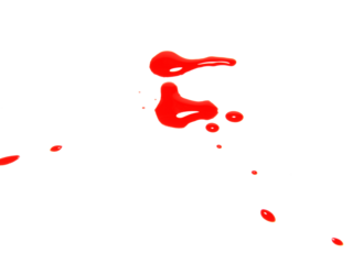 A drop of red ink, like a drop of blood isolated on white background.Selection focus.