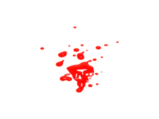 A drop of red ink, like a drop of blood isolated on white background.Selection focus.