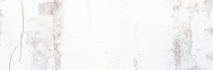 Panorama empty interior for design, Old concrete white wall crack. Dirty cement wall texture and background.