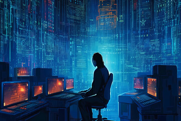 Unveiling the Veil: Exploring the Enigma of Cyberspace Hackers - obrazy, fototapety, plakaty