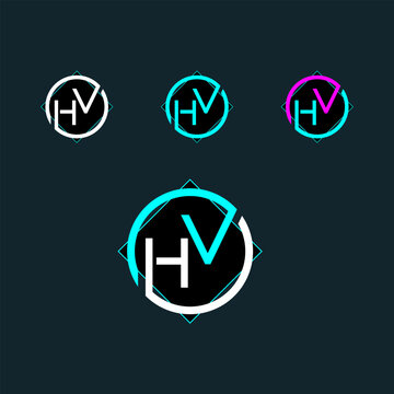 HV trendy letter logo design with circle