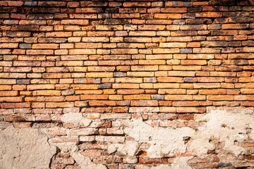 Old brick wall with stains. Dirty brick walls that are not plastered background and texture. Background of old vintage brick walls.