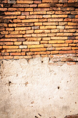 Old brick wall with stains. Dirty brick walls that are not plastered background and texture. Background of old vintage brick walls.