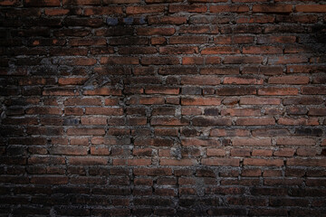 Old brick wall with stains. Dirty brick walls that are not plastered background and texture. Background of old vintage brick walls.