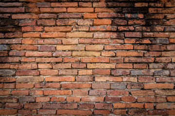 Old brick wall with stains. Dirty brick walls that are not plastered background and texture. Background of old vintage brick walls.