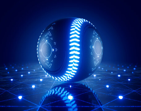 Futuristic Baseball Ball And Stage