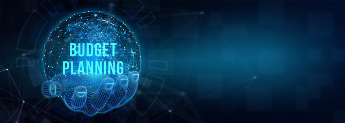 Budget planning business finance concept on virtual screen interface. Business, technology concept. 3d illustration