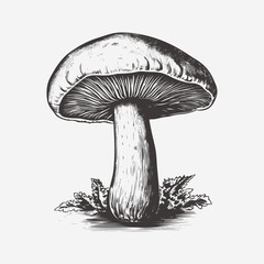 Mushroom hand drawn vector illustration engraved vintage style hand drawn isolated on white background