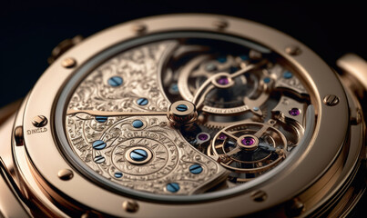 Design and luxury watches, Gears, screws and internal watch mechanisms. 
Generative AI