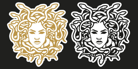 Medusa Gorgon Woman Head with snakes Vector eps 10. perfect for wallpaper or design elementsillustration  © isoon