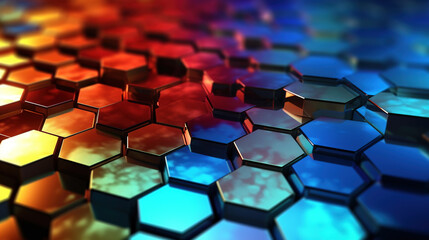 abstract background with hexagons vivid color shiny