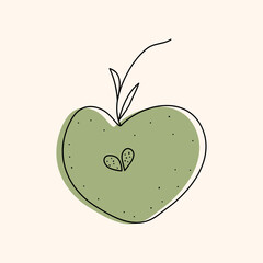 Apple on a beige background. Doodles. Vector stock illustration. isolated. hand drawn. Vegetables and fruits. Modern trendy style