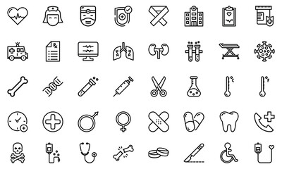 Set of Medical Thin Line Icons - EDITABLE STROKE - EPS Vector