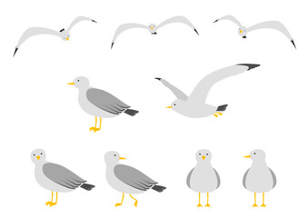 カモメのイラストのセット_2

