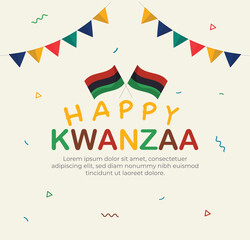 Happy Kwanzaa. December 26 until January 1. Kwanzaa greeting card or background Template for banner, card, poster with text inscription