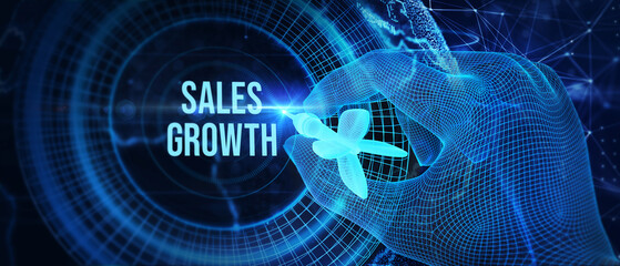 Sales growth, increase sales or business growth concept. 3d illustration