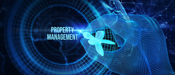 PROPERTY MANAGEMENT inscription, new business concept Business, Technology, Internet and network concept. 3d illustration