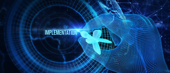 IMPLEMENTATION, web technology concept. Business, Technology, Internet and network concept. 3d illustration