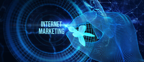 Internet marketing digital online advertising automation. Business, Technology, Internet and network concept. 3d illustration