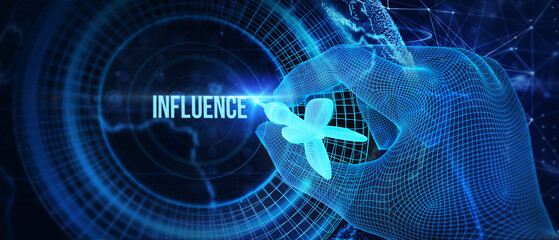 Influencer marketing concept. Business, Technology, Internet and network concept. 3d illustration