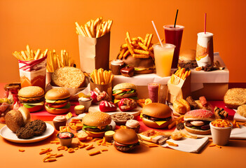a group of fast food items