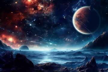 Space-themed wallpaper banner background, Generative Ai