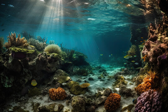 Enchanting Depths: A Kaleidoscope of Colors in the Deep Sea. Generative AI