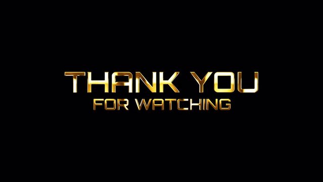 Loop Thank you for watching golden shine light motion text with glitch effect animation on black abstract background. promote advertising concept isolate using QuickTime Alpha Channel proress 444