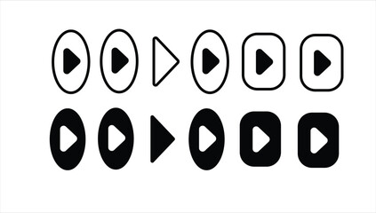 Play button icon set simple design Play icon vector illustration. Different forms