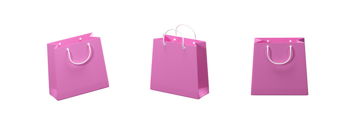 Pink shopping bag 3d rendering illustration.
